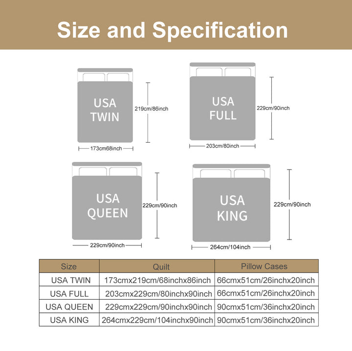 Dimension diagram for Striped Comforter Set, Stylish Printed Bedding, Pink, for Bedroom