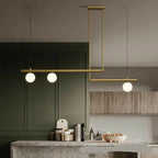 3-Light Linear Pendant Light, Copper or Black Metal & Glass
