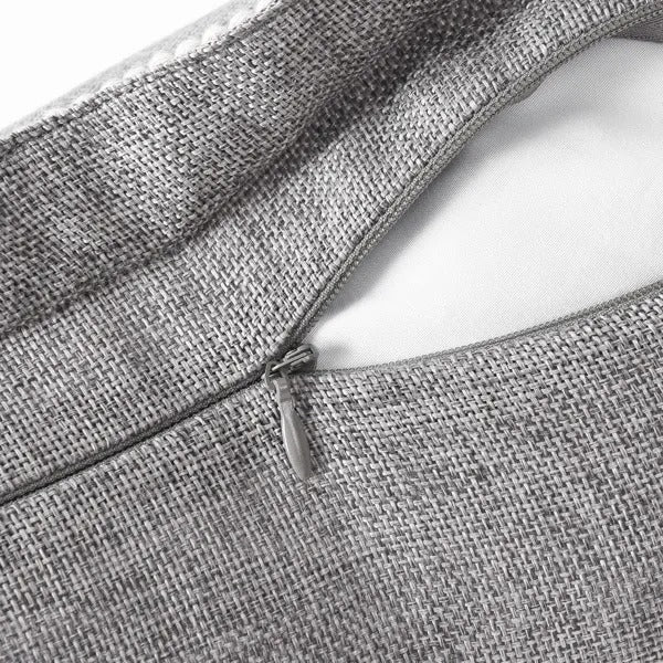 Vintage Linen Trimmed Throw Pillow Covers, Farmhouse Cushion Covers, Set of 2 — detail view