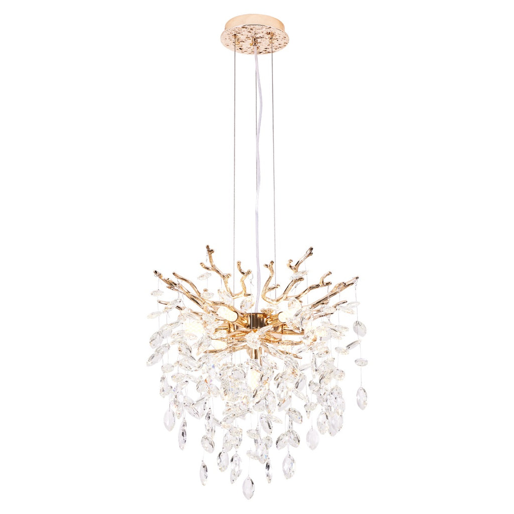 7-Light Gold Tree Branch Crystal Chandelier, 18 In. Wide