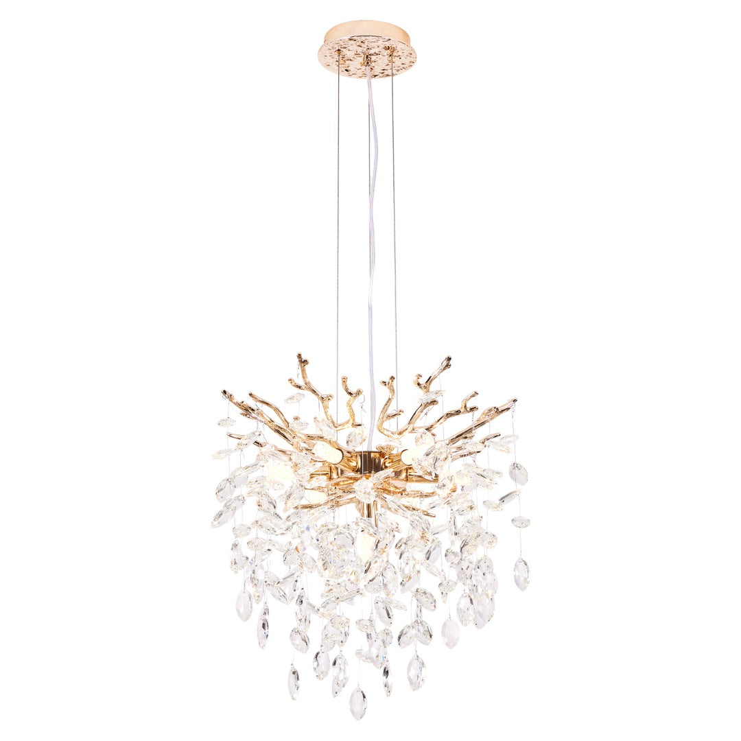 7-Light Gold Tree Branch Crystal Chandelier, 18 In. Wide