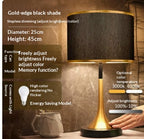 Gold Touch-Dimming Table Lamp, Coffee Fabric Shade, 18 Inch