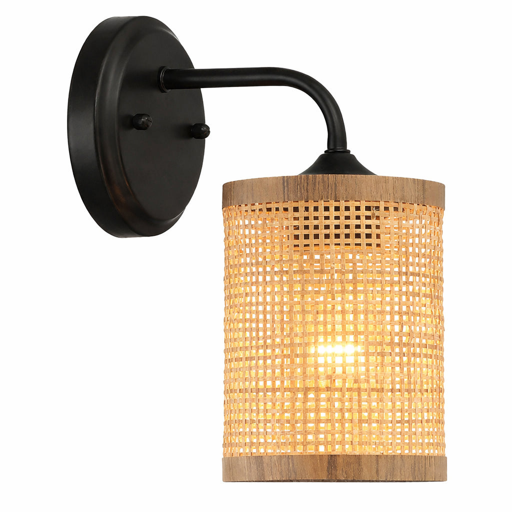 Reef Single Lights Wall Sconce With Natural Rattan Shade Rustic Wicker