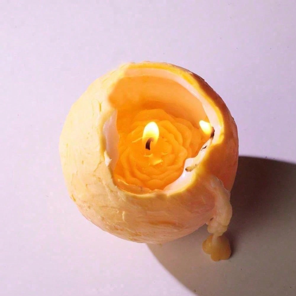 Spinning Globe Scented Candle, Hand-Poured Wax with Rotating Design, for Home Decor Accent — Yellow