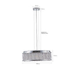 Modern Round Crystal Chandelier, Aluminum & Iron Frame, Chrome Finish, 19 in.