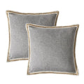 Vintage Linen Trimmed Throw Pillow Covers, Farmhouse Cushion Covers, Set of 2