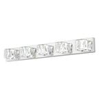 35 Modern Crystal 5-Light LED Wall Sconce -Elegant Chrome Bathroom Van