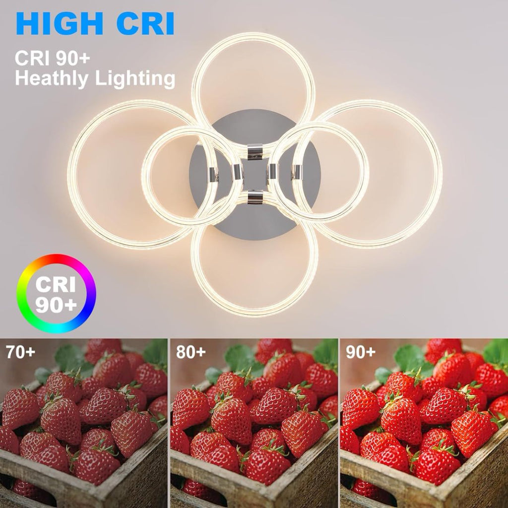 Modern Chrome 6-Light LED Flush Mount Ceiling Light, Acrylic Shade, 23.6 in.