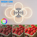 Modern Chrome 6-Light LED Flush Mount Ceiling Light, Acrylic Shade, 23.6 in.
