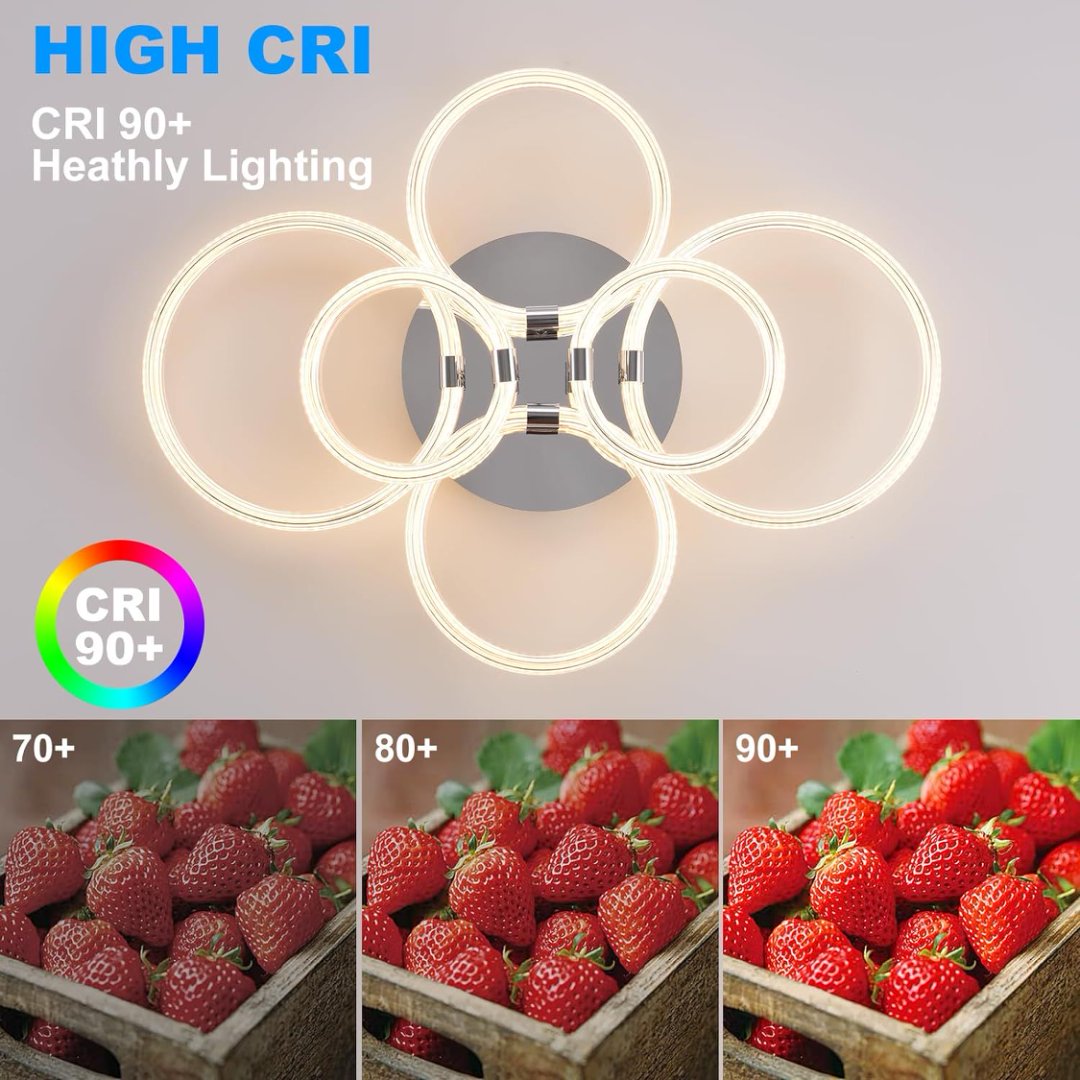 Modern Chrome 6-Light LED Flush Mount Ceiling Light, Acrylic Shade, 23.6 in.