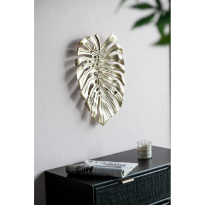 Gold Metal Monstera Leaf Wall Decor, 18.9 in. Botanical Wall Art