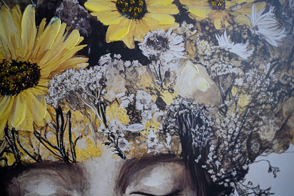 Beauty Posters Beauty Lady Wall Art Gold And White Floral Canvas Artwo