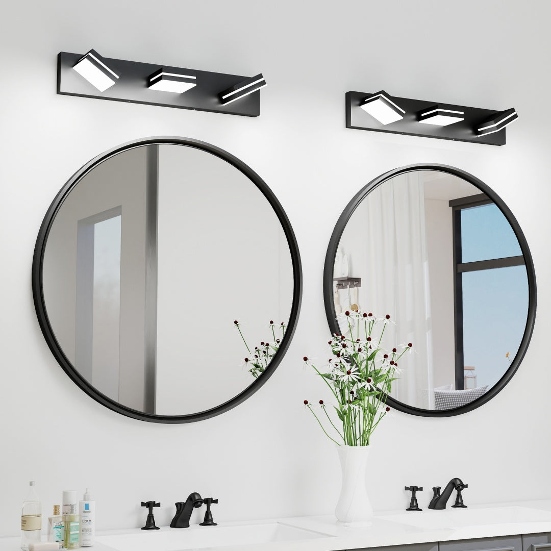 Modern Chrome LED Vanity Light Fixture, Geometric Design for Bathroom Vanity — detail view 3