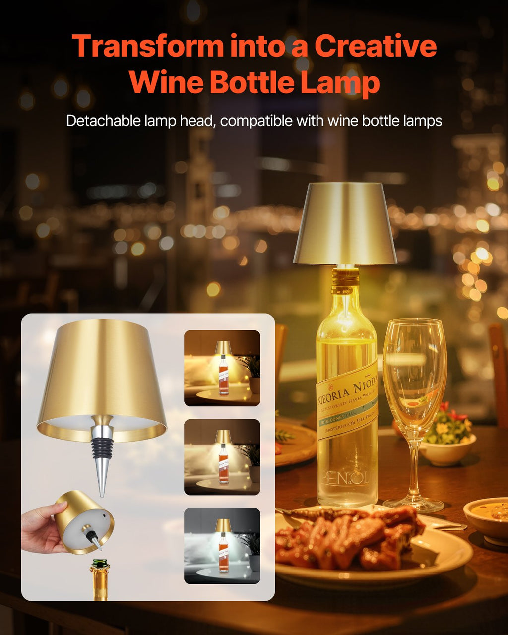Cordless Table Lamp 2 PCS Rechargeable Battery Desk Lamp Adjustable He