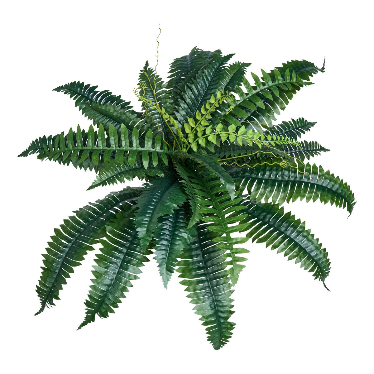 Artificial Fern Plant, Faux Potted Greenery Bush, Green, Set of 2, for Shelf Decor — detail view 3