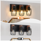 18inch Industrial Vintage 3-Light Wall Sconce - Black Cage Wall Lighti