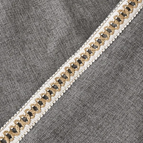 Vintage Linen Trimmed Throw Pillow Covers, Farmhouse Cushion Covers, Set of 2 — detail view 2