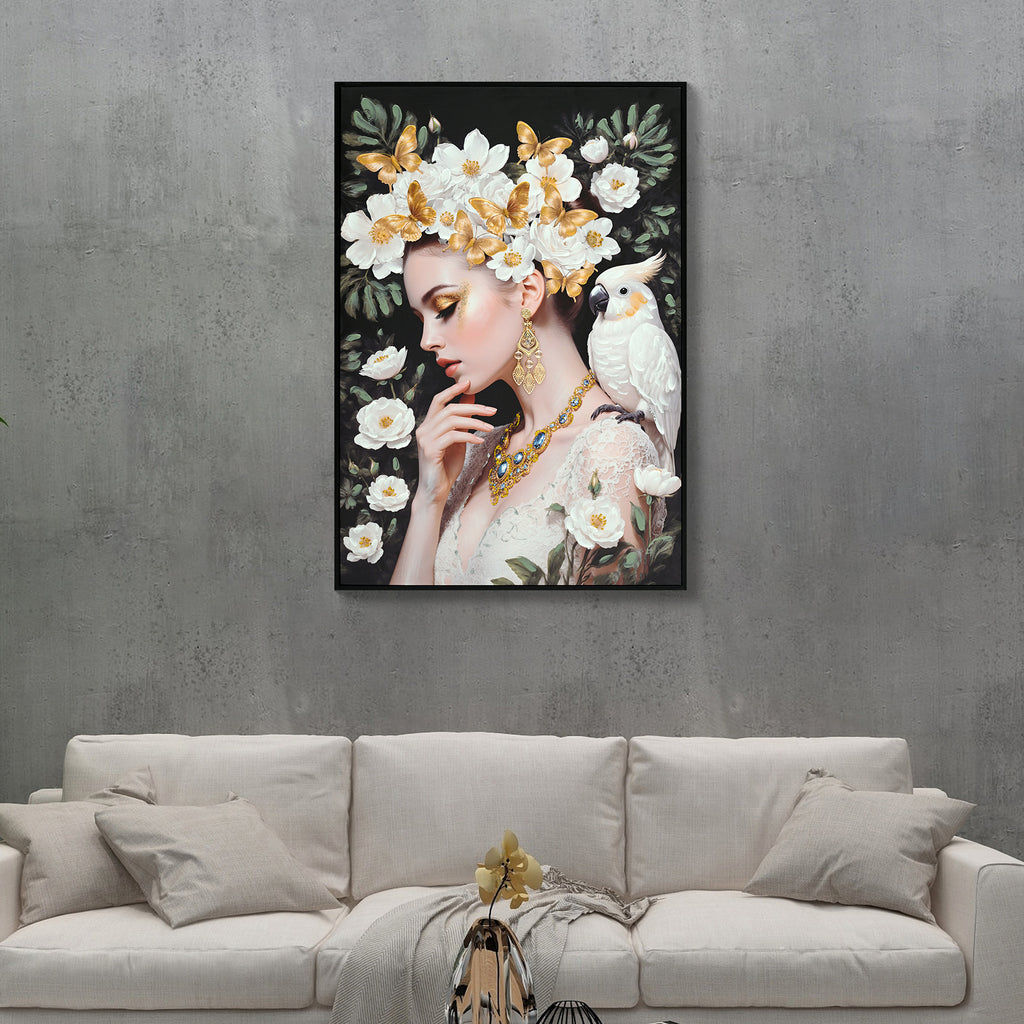Beauty Posters Beauty Lady Wall Art Gold And White Floral Canvas Artwo