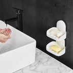 Suction Cup Soap Dish With Double Layer Holder With Drain Tray For Sho