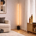 Modern Brass LED Floor Lamp, Faux Marble Base, Gold Finish, On/Off Switch