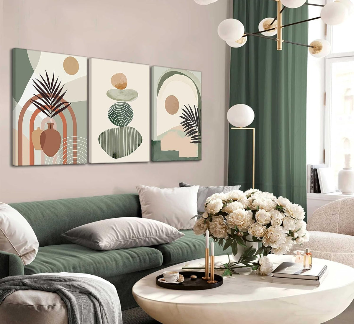 Boho Abstract Canvas Wall Art, Framed 12 x 16 Inch, Set of 3 — detail view 3