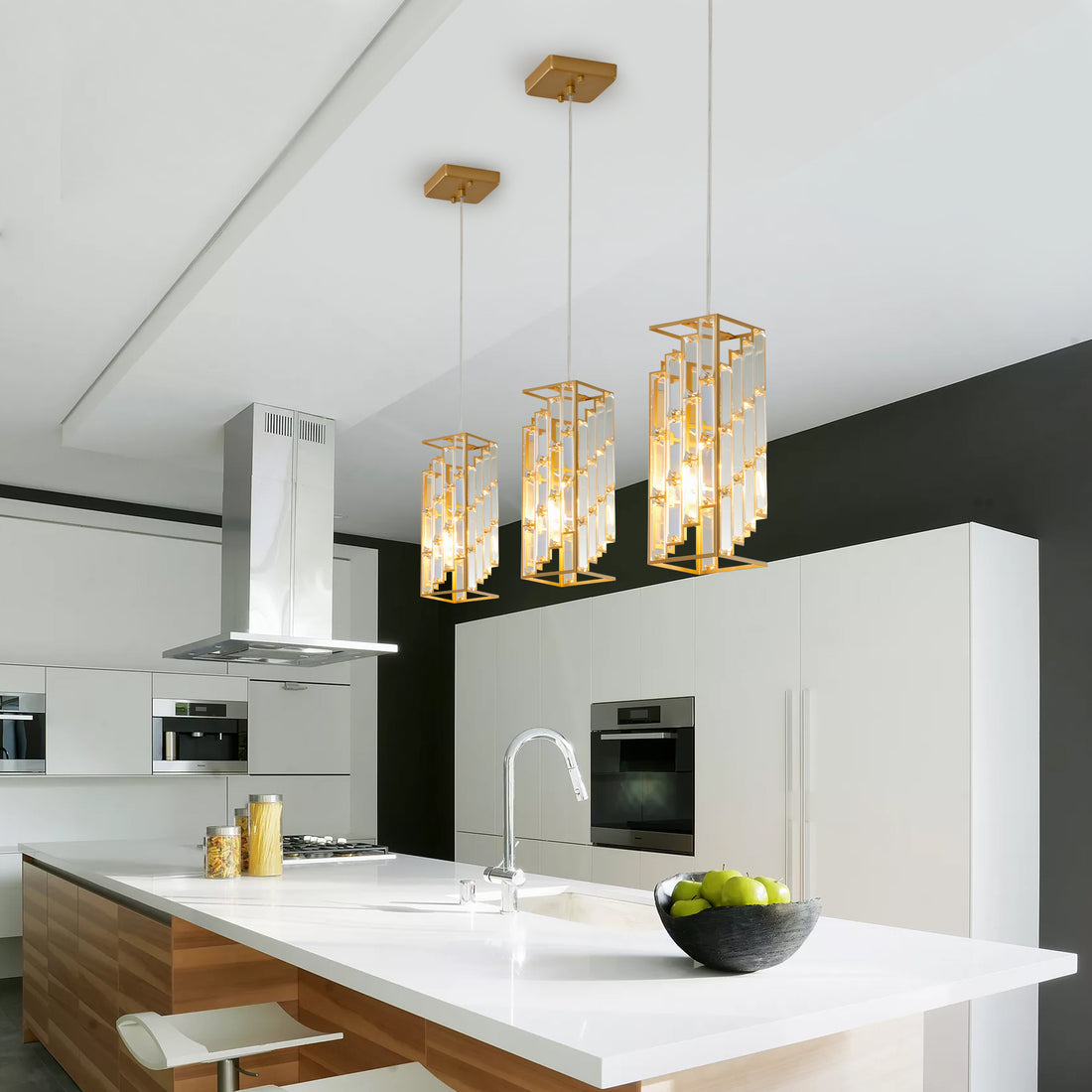 4inch Modern Crystal Pendant Light - 3 Pack