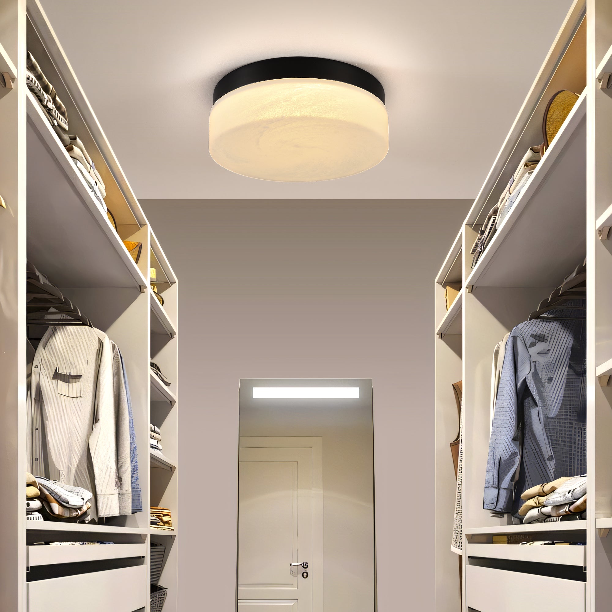 Luxury Gold LED Flush Mount Ceiling Light, 12 in. Slim Low-Profile Fixture