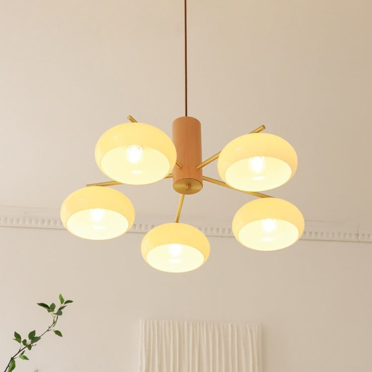 Cream Log-Style Glass Chandelier, Metal Frame, 3 or 5 Light