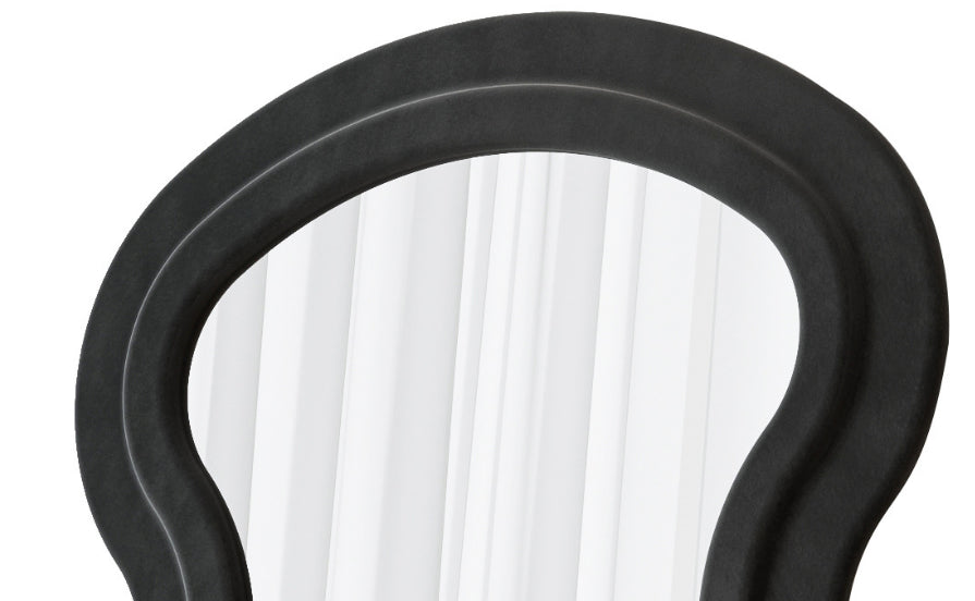 Wavy Full-Length Floor Mirror with Stand, Flannel Black Frame, for Bedroom — detail view 4