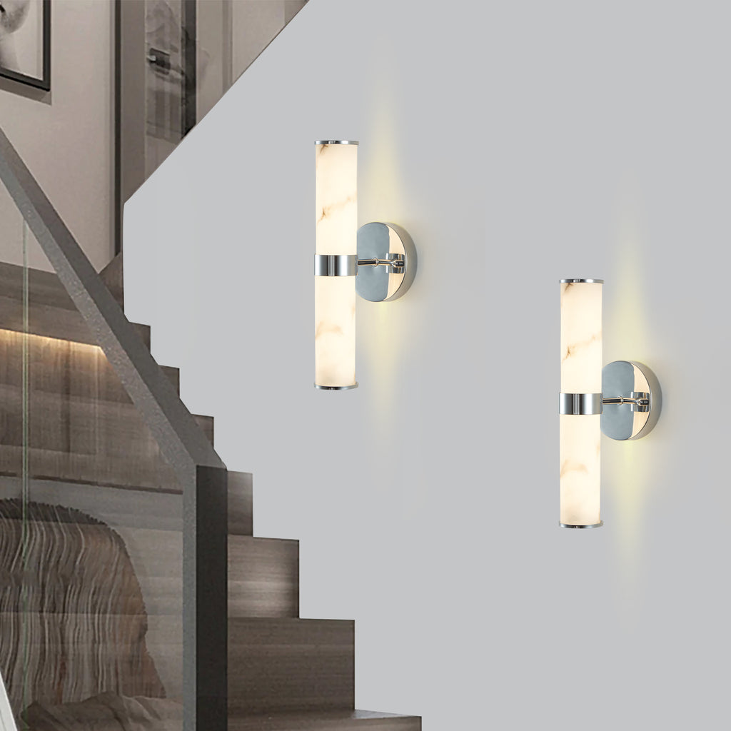 Resin Imitation Marble And Chrome Wall Sconce