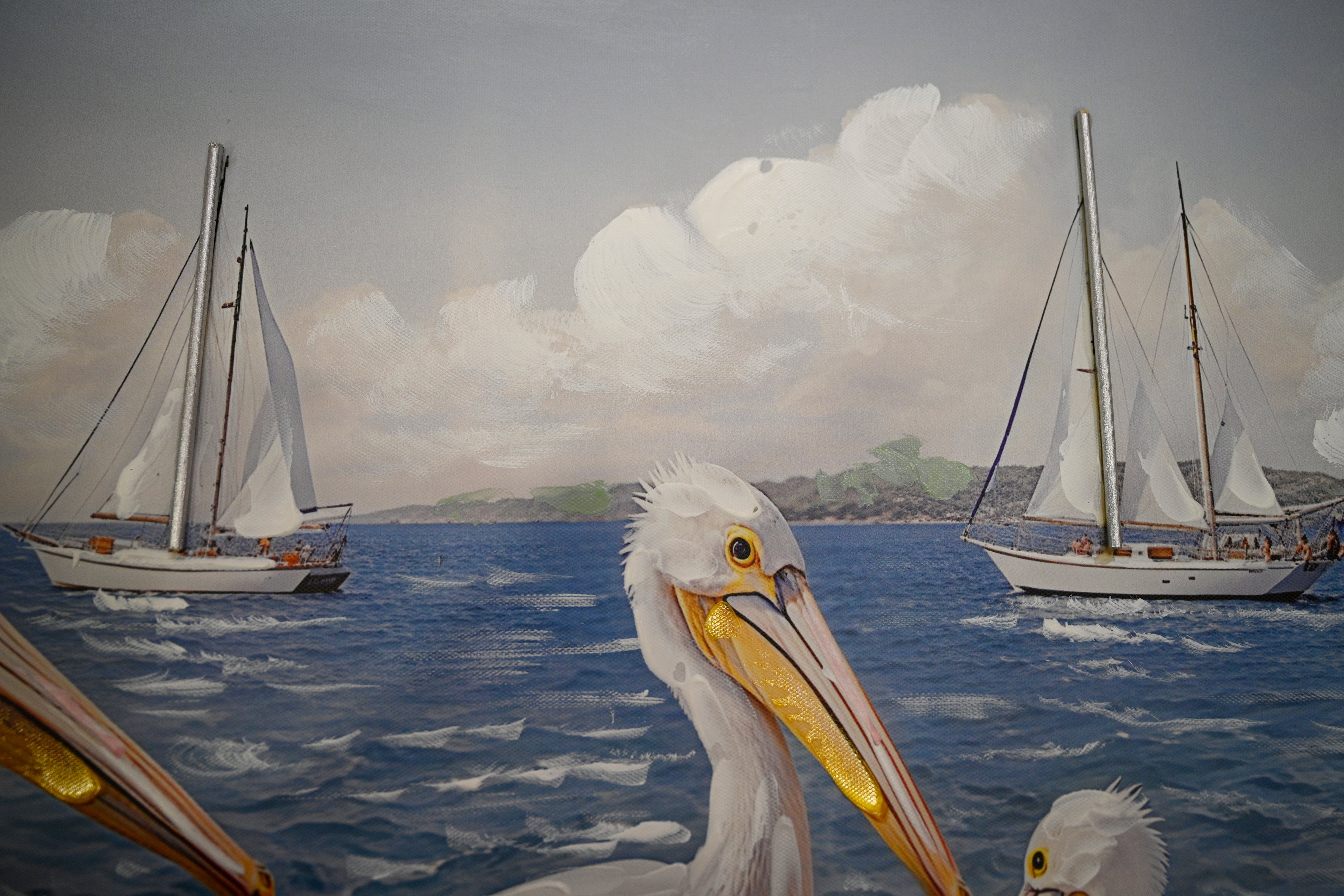 Beach Wall Art - Large Blue Ocean Seagull Canvas Pictures For Living R