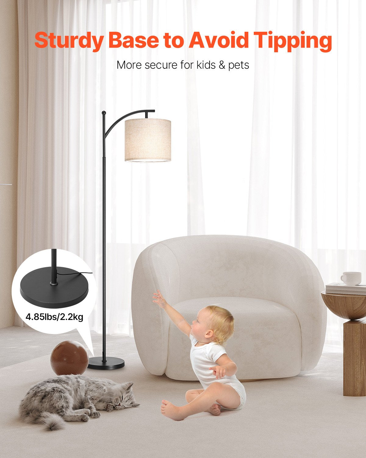 Dimmable LED Floor Lamp, Adjustable Color Temperature, Remote Control