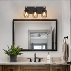 18inch Industrial Vintage 3-Light Wall Sconce - Black Cage Wall Lighti