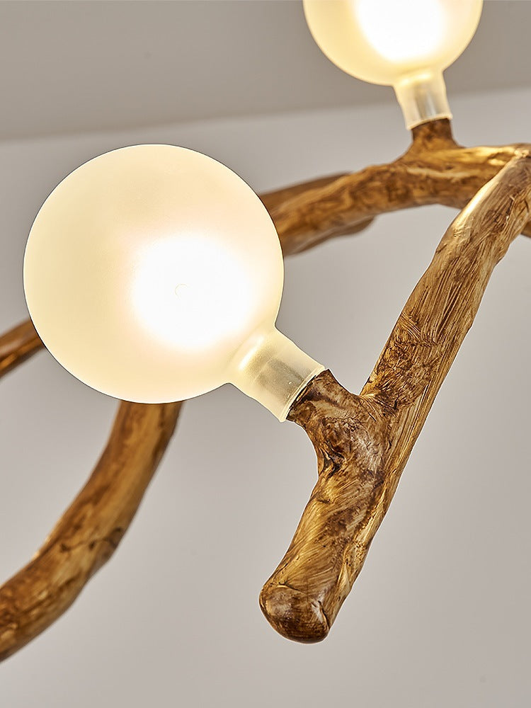 10-Light Tree Branch Chandelier, Wabi-Sabi Resin, Warm LED