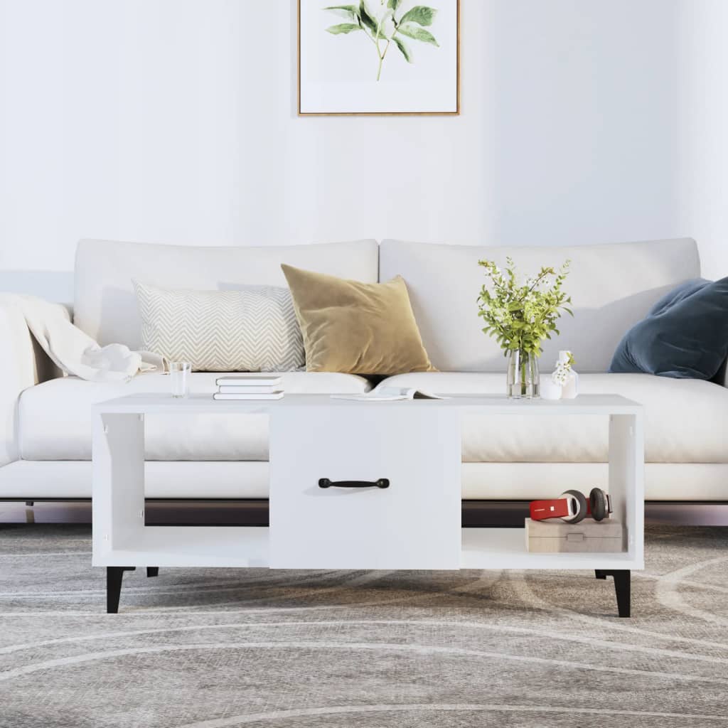 Modern White Coffee Table, 40 in