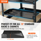 VEVOR 2PCS 1U Server Rack Shelf Depth Vented Rack Mount Shelf Tray