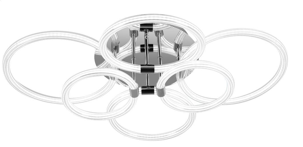 Modern Chrome 6-Light LED Flush Mount Ceiling Light, Acrylic Shade, 23.6 in.