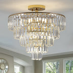 Gold K9 Crystal Chandelier, Elegant Ceiling Light Fixture, 19.3 in.