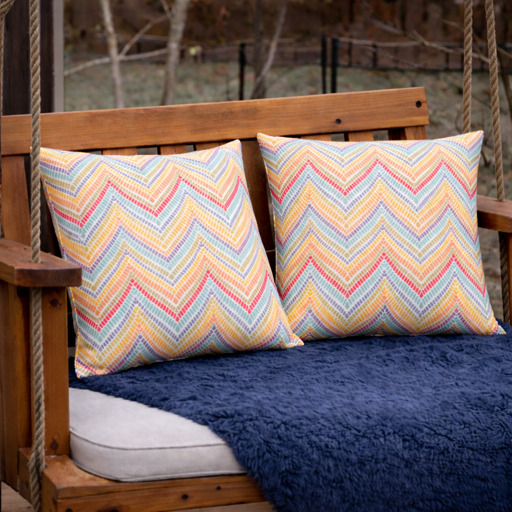 Waterproof Outdoor Throw Pillows, Fade-Resistant Patio Cushions, Multicolor, Set of 2 for Poolside — detail view 4