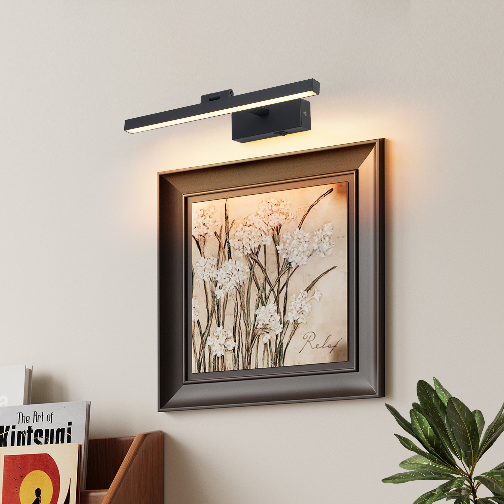 16inch Black Bathroom Light Fixtures Over Mirror Modern Dimmable LED V