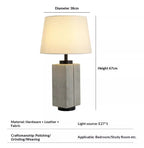 Leather-Wrapped Table Lamp, Cream with Black Piping, 25 Inch