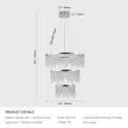 24 In. Round Crystal LED Chandelier, Chrome, Adjustable Color Temp