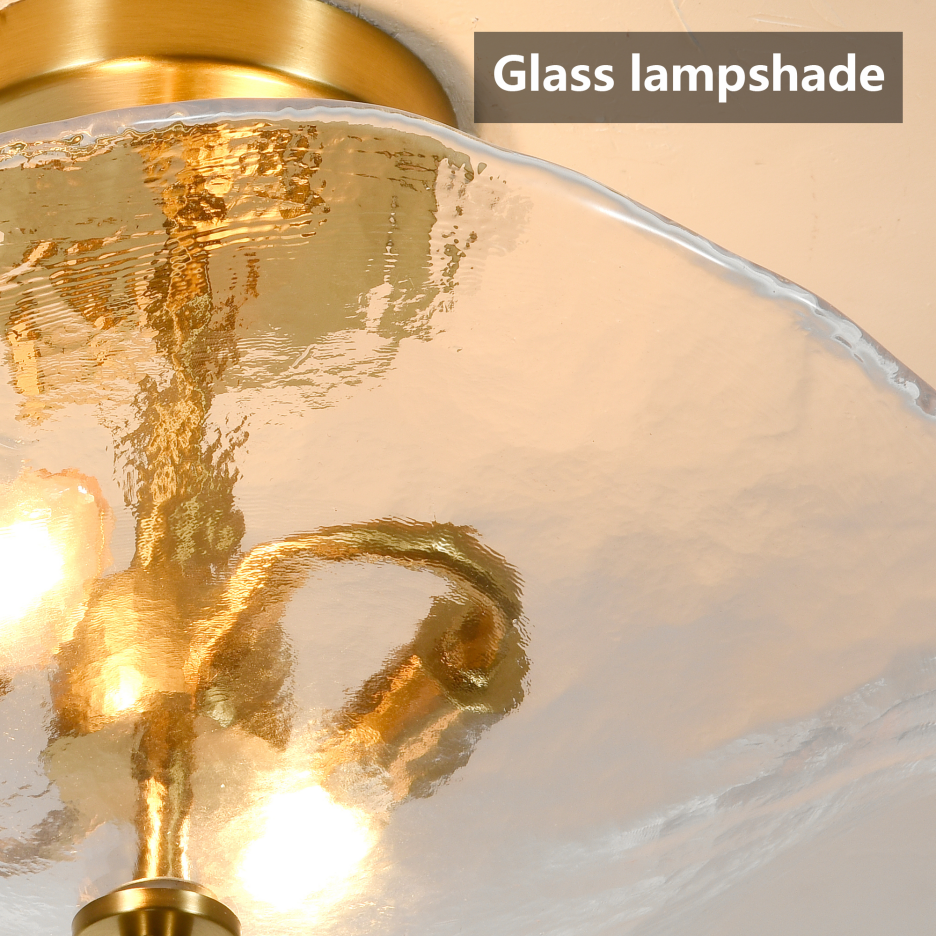 Glass Globe Semi Flush Mount Ceiling Light Fixture, 16.5 Inch