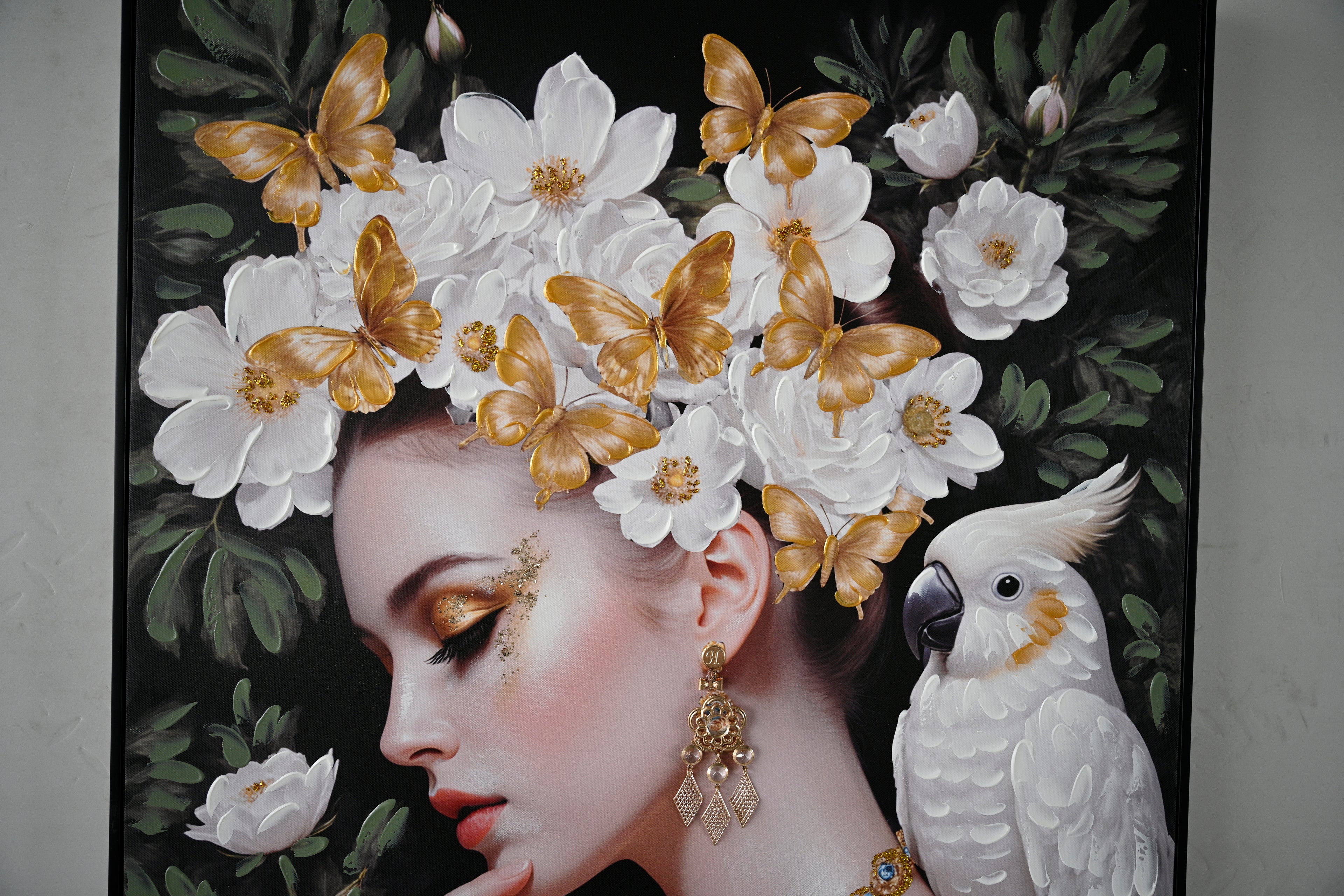 Beauty Posters Beauty Lady Wall Art Gold And White Floral Canvas Artwo
