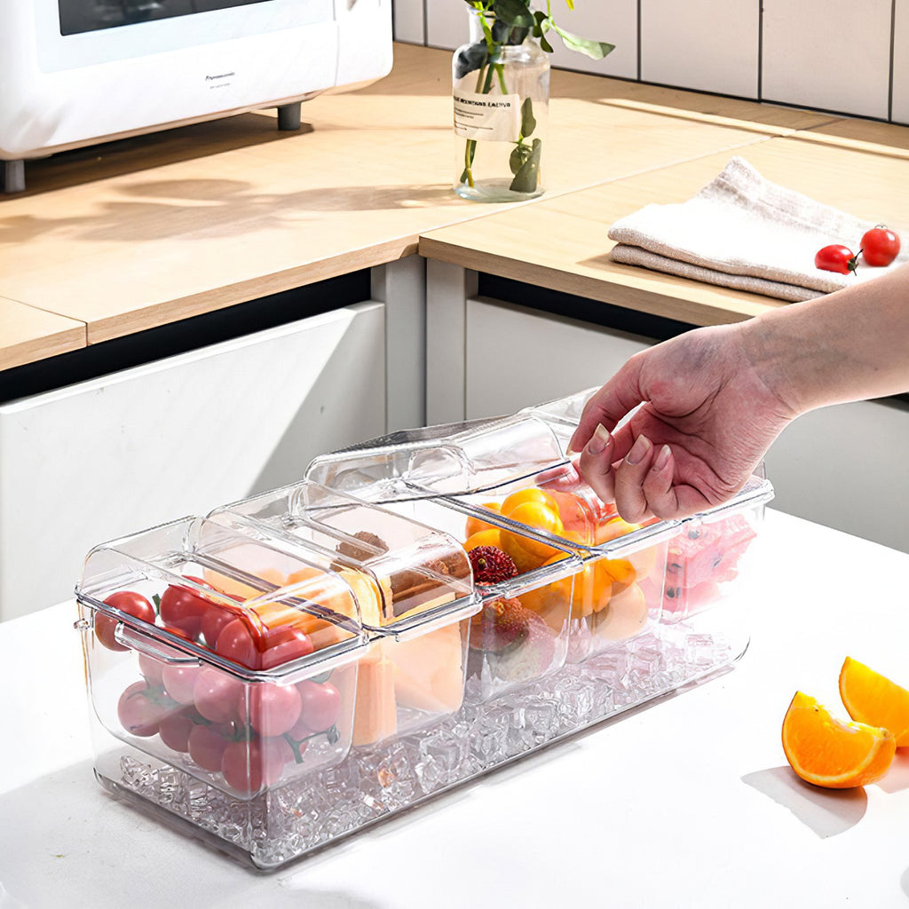 1Set Ice Chilled Condiment Caddy Serving Tray Container Bar Garnish Ho