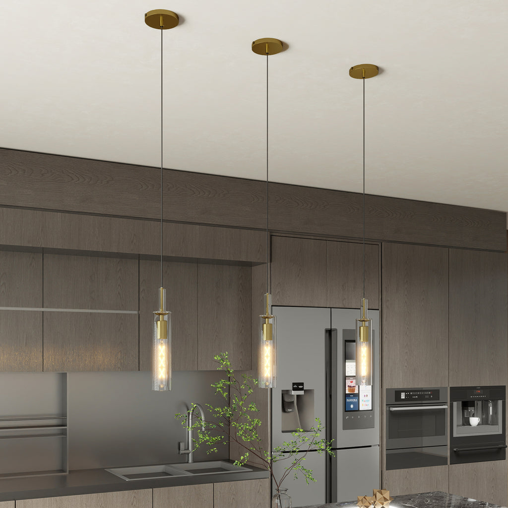Gold Pendant Light, Modern Brass-Tone Ceiling Fixture