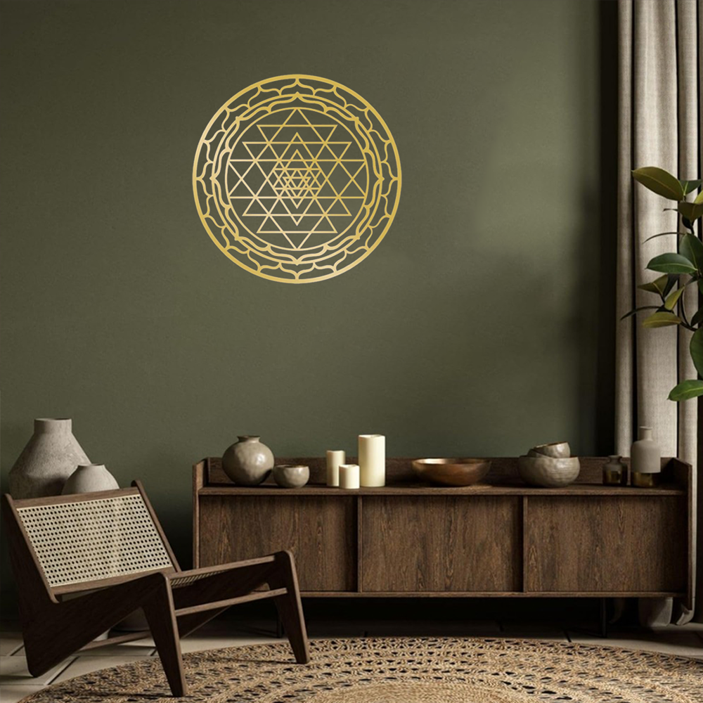 Sacred Geometry Metal Wall Art - Handcrafted Yantra Mandala Decor For