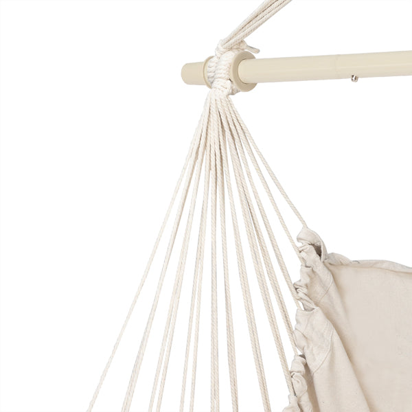 Beige Pillow Hanging Chair Polyester Cotton Belt 2pcs Pillow