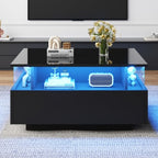 Modern LED Coffee Table with Sliding-Drawer Storage