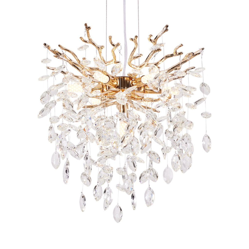 7-Light Gold Tree Branch Crystal Chandelier, 18 In. Wide